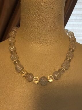 Classic Clear Bubble Beaded Lucite Necklace